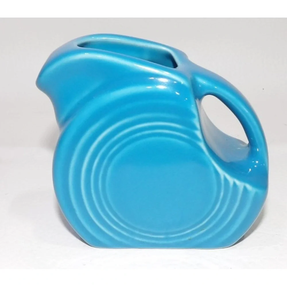 Fiesta Peacock Blue Ceramic Mini Disc Cream Pitcher USA Art Deco